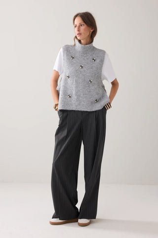 Embellished Spencer Cozy Melange Knit in Mist