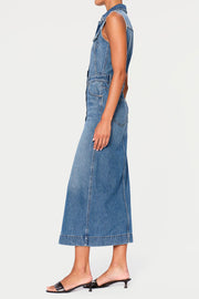 Denim Vest Midi Dress in Endless Sea