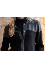 Color-blocked Cardigan in Black/Charcoal