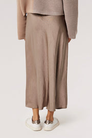 Bias-Cut Maxi Skirt in Grey Satin