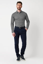 Long-Sleeved Pencil Stripe Knit Sport Shirt