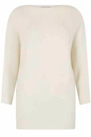 Textured-Knit Batwing Sweater in White