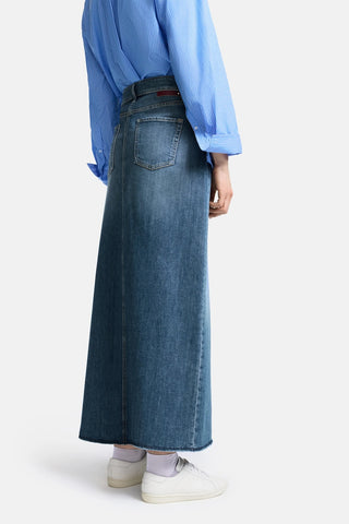 Harlow Jean Skirt in Medium Blue Wash