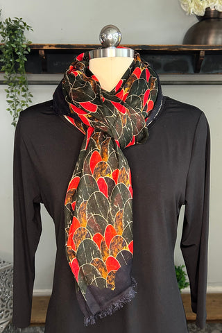 Scale Pattern Scarf in Red Black Betta