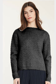 Basket-Weave Knit Crew-Neck Sweateri in 2 Colours