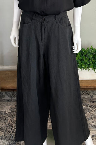 Wide Leg Linen Pant in Grey
