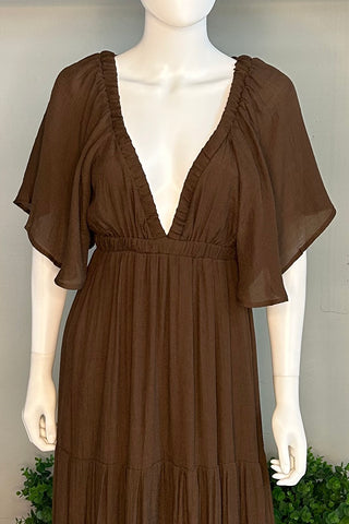 Short Sleeve Dress in Brown