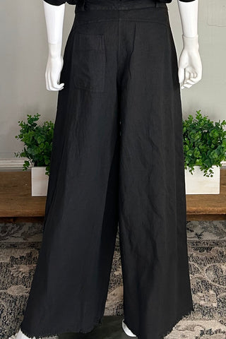 Wide Leg Linen Pant in Grey