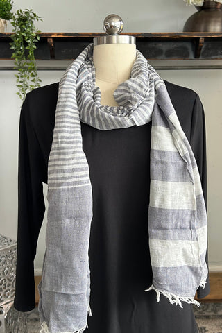 Striped Scarf in Grey