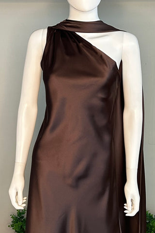 One Shoulder Dress in Brown