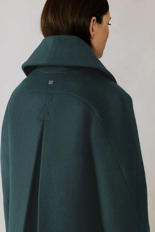 Elsa Wool Shawl Collar Coat in Midnight Forest
