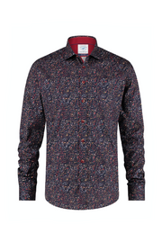 Long-Sleeved Sport Shirt With Music Note Pattern in Navy