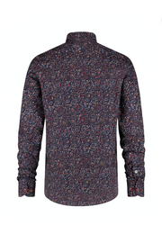 Long-Sleeved Sport Shirt With Music Note Pattern in Navy