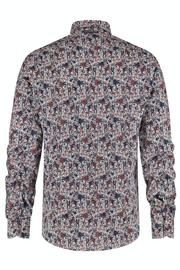 Long-Sleeved Sport Shirt in Chili Red Dancing Print