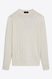Crew Neck Cable Jacquard Sweater