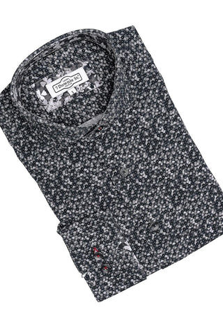 Long Sleeve Sequin Print Casual Shirt in Black