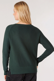 Waffle Knit Aran Sweater in Forest Green