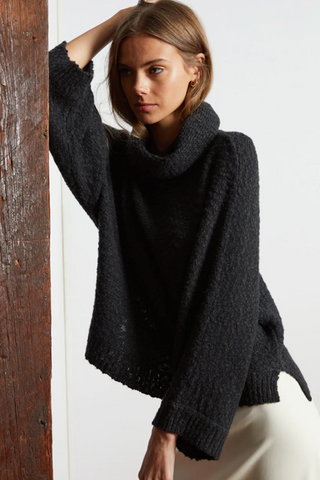 Bat-Wing, Cowl-Neck Cashmere Sweater