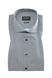 Sven Modern-Fit Long-Sleeved Shirt in Grey Geometric Print