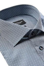 Sven Modern-Fit Long-Sleeved Shirt in Grey Geometric Print