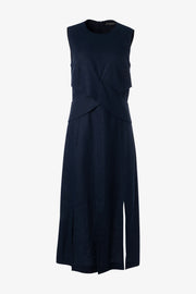 Waist Crossover Dress in Navy
