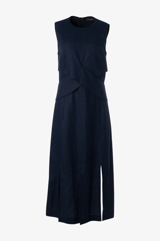 Waist Crossover Dress in Navy