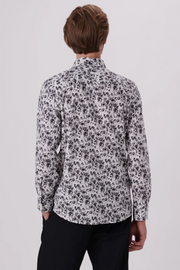 Long-Sleeved Sport Shirt With Black Bubbles Print