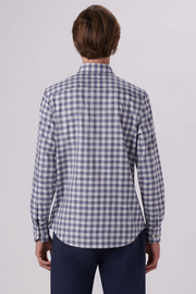 Axel Long-Sleeved Sport Shirt in Platinum Check