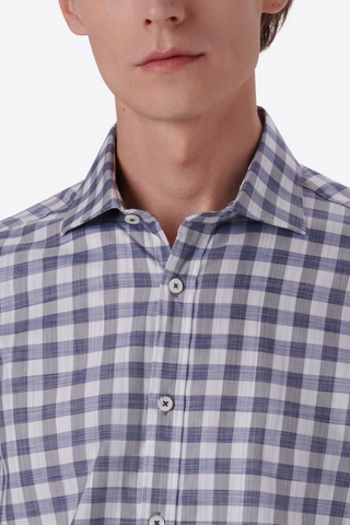 Axel Long-Sleeved Sport Shirt in Platinum Check