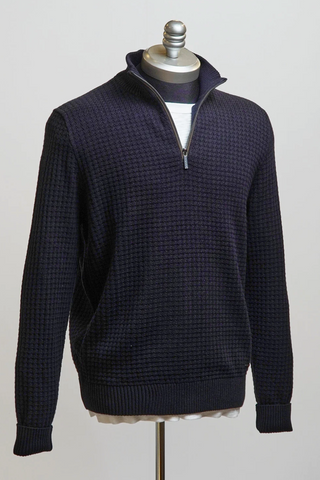 Cotton-Blend Quarter-Zip Sweater in 2 Colours