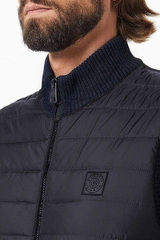 Bugatti Quilted Front Knit Vest in Navy