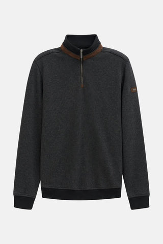 Quarter Zip Sweater in Brown/Charcoal