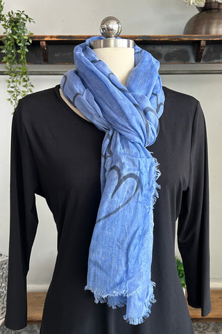 Heart Scarf in Denim Hearts