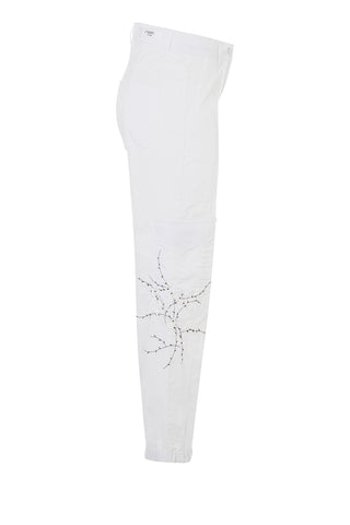 Karo Cargo With Embroidery in Pure White