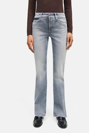 Paris Flared Full Length Jean in Grey Wash