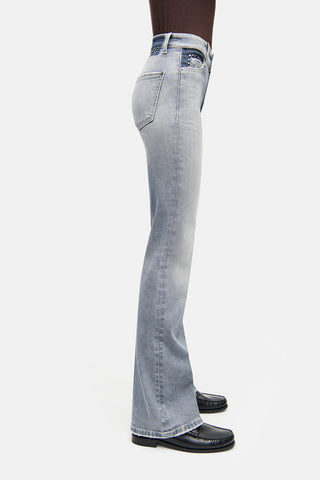 Paris Flared Full Length Jean in Grey Wash