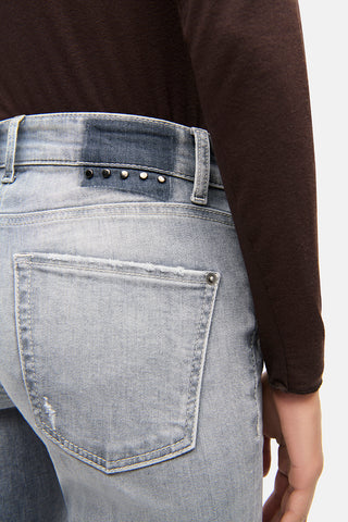 Paris Flared Full Length Jean in Grey Wash