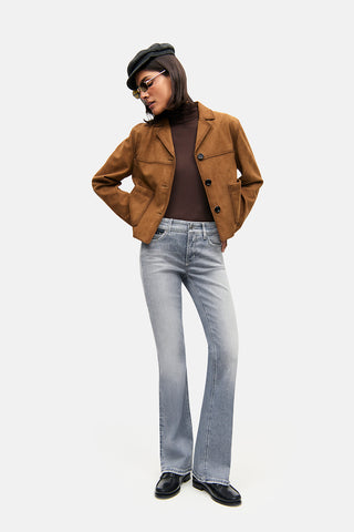 Paris Flared Full Length Jean in Grey Wash