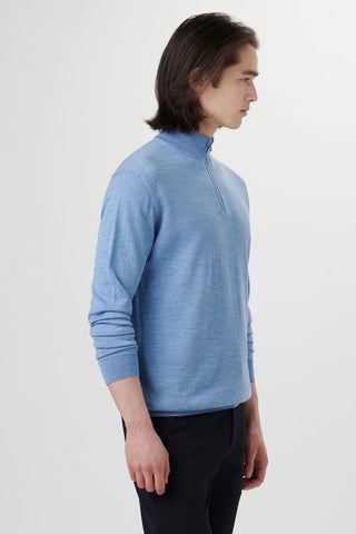 Quarter-Zip, Merino-Wool Sweater in Air Blue