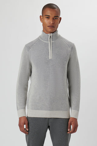 Quarter-Zip, Shaker-Knit Sweater in 2 Colours