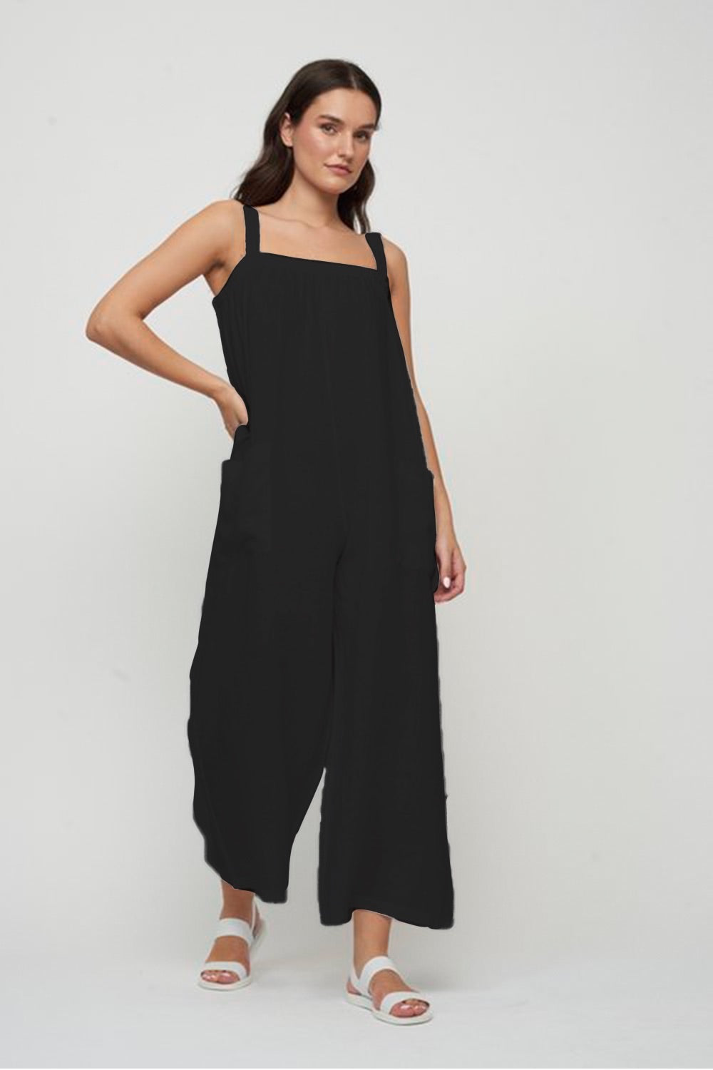 Denim Overalls Topshop Black Cropped Overalls Sleeveless Linen