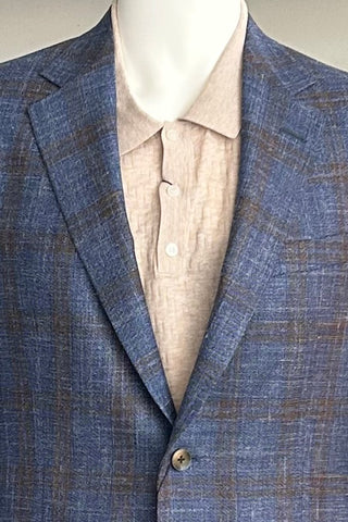 Ibiza Sport Coat in Blue and Brown Melange Check