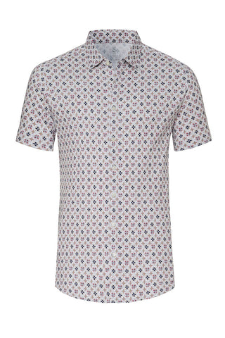 Short-Sleeved Knit Sport Shirt in Kaleidoscope Print