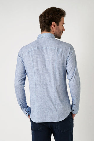 Long-Sleeved Diagonal-Twill Knit Sport Shirt in 2 Colours