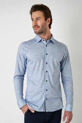 Long-Sleeved Diagonal-Twill Knit Sport Shirt in 2 Colours