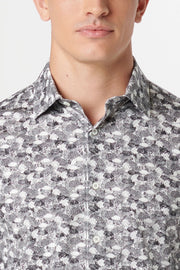 James Long-Sleeved OoohCotton Shirt in Zinc Marine-Life Print
