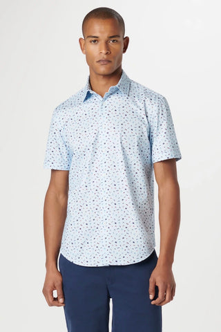 Miles Short-Sleeved OoohCotton Shirt with Beach Print