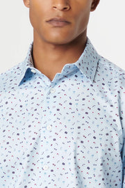 Miles Short-Sleeved OoohCotton Shirt with Beach Print