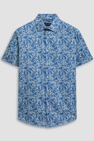 Miles Short-Sleeved OoohCotton Shirt With Palm Leaf Print