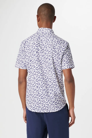 Miles Short-Sleeved OoohCotton Shirt With Navy Floral Print